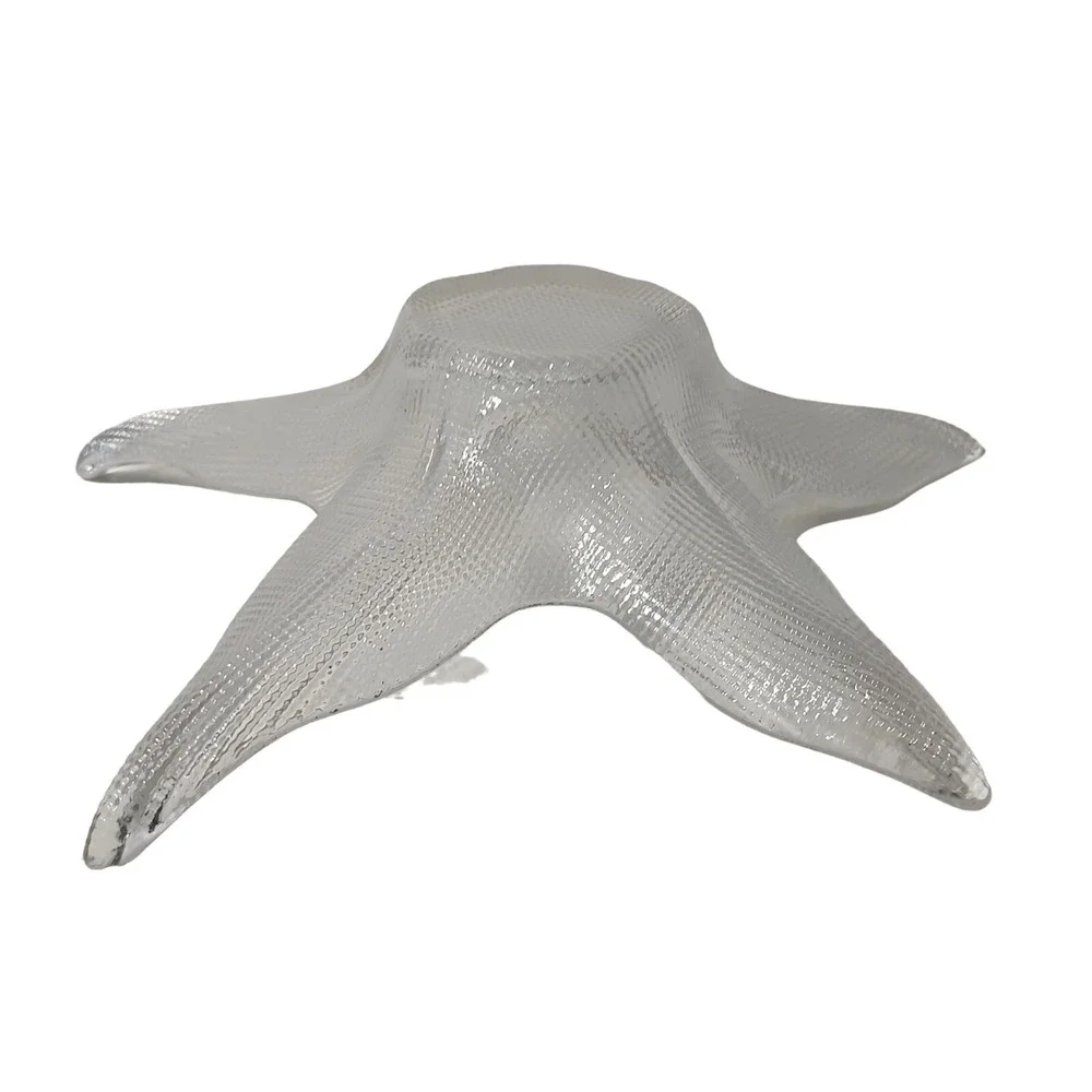 Textured‎ Clear Glass Starfish Bowl Nautical Cottage Core Beach Living 11 In SEE